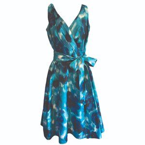 Evan-Picone Dress, size 10, Blue abstract floral, fit and flare